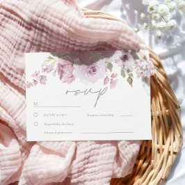 ダスティバラマウヴ赤面フローラウォーター結婚カラー 出欠カード