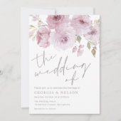 ダスティバラマウヴ赤面フローラウォーター結婚カラー 招待状 (正面)
