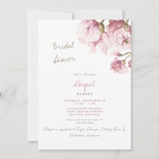 ダスティバラマグノリアフラムスブライダルシャワー 招待状 (正面)