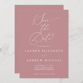 ダスティバラミニマリスト日付の保存招待状 招待状 (正面/裏面)