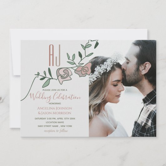 ダスティバラミニマリスト結婚の写真 招待状 (正面)