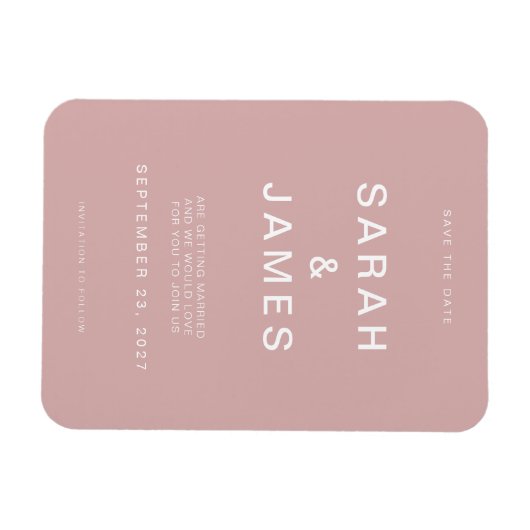 ダスティバラミニマルモダンリストウェディング日付を保存 マグネット (横)