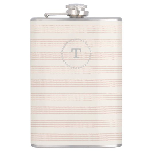 ダスティバラモダンモノグラム名ボホストリップ フラスク (正面)