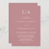 ダスティバラモノグラムシンプルミニマル結婚リスト 招待状 (正面/裏面)