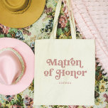 ダスティバラレトロボホタイポグラフィ Matron of Honor トートバッグ<br><div class="desc">このトレンディーシンプル、ブライダルパーティトートバッグは、レトロな埃っぽいバラピンクのタイポグラフィで「名誉のマトロン」という言葉と彼女の名前のための宇宙を備え、あなたのメンバーのための完璧なbohoギフトである。</div>