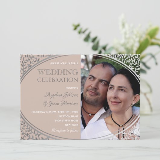 ダスティバラレースフォト結婚式招待状 招待状 (スタンド正面)