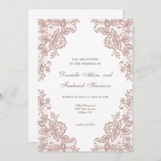 ダスティバラレースフローラ結婚式招待状 招待状 (正面/裏面)