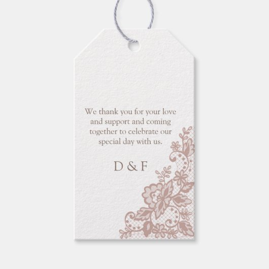 ダスティバラレース結婚ロマンチック ギフトタグ (正面)