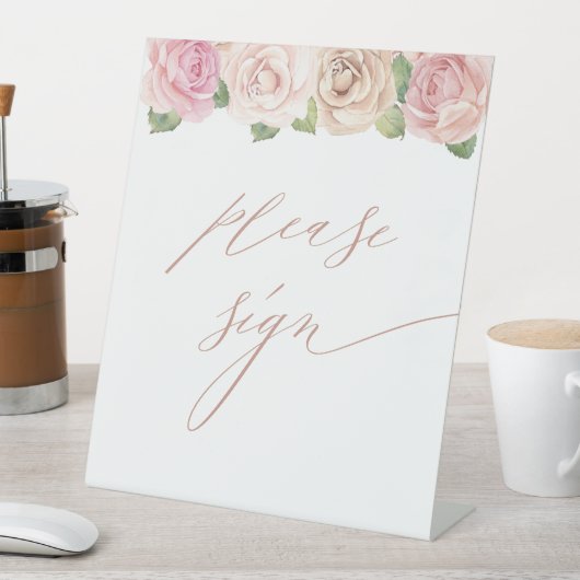 ダスティバラ水彩フローラ結婚ズゲストブック 台座サイン (インサイチュ)