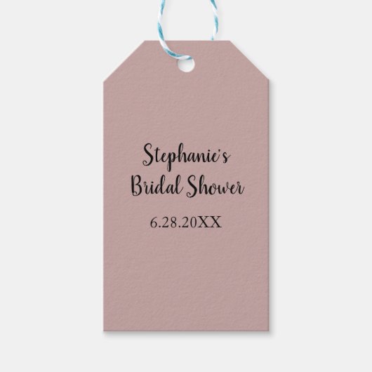 ダスティバラ結婚ズカスタムライトピンクブライダルシャワー ギフトタグ (正面)
