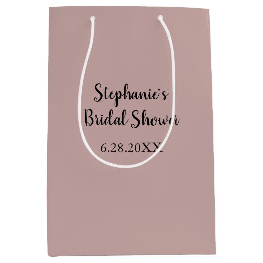 ダスティバラ結婚ズカスタムライトピンクブライダルシャワー ミディアムペーパーバッグ (正面)