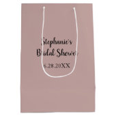 ダスティバラ結婚ズカスタムライトピンクブライダルシャワー ミディアムペーパーバッグ (裏面)