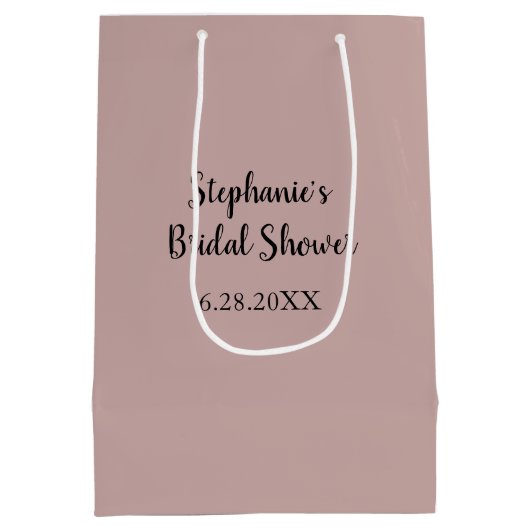 ダスティバラ結婚ズカスタムライトピンクブライダルシャワー ミディアムペーパーバッグ (裏面)