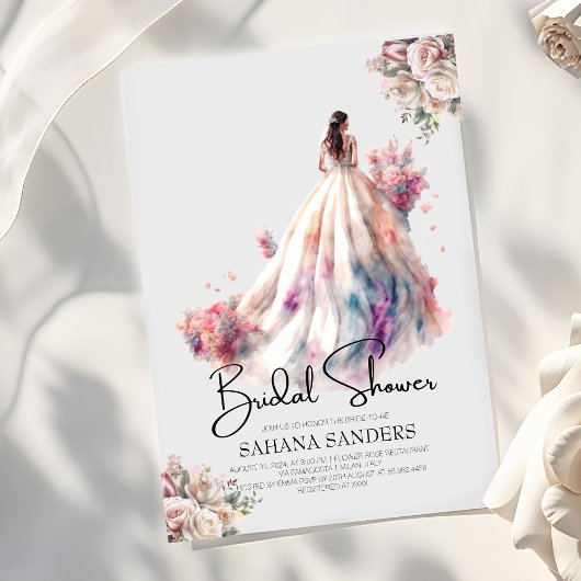 ダスティバラ結婚フローラのドレスブライダルシャワー 招待状