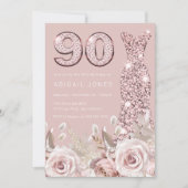ダスティバラ赤面エレガントガウン90th誕生日 招待状 (正面)