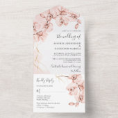 ダスティバラ赤面ピンクオーキッドウォーター結婚カラーズ オールインワン招待状 (内側)