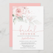 ダスティバラ赤面ピンクフローラブライダルシャワー 招待状 (正面/裏面)