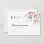 ダスティバラ赤面ボホピンクアイボリー結婚フローラ 出欠カード (裏面)