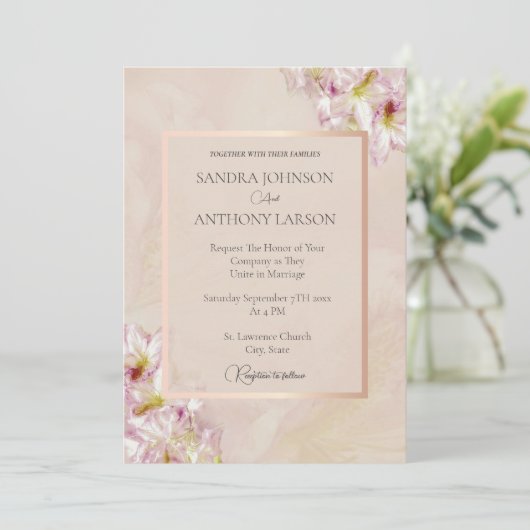 ダスティバラ金ゴールドアザレア結婚式招待状 招待状 (スタンド正面)