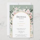 ダスティバラ金ゴールドアーチセージフォトブライダルシャワー 招待状 (裏面)