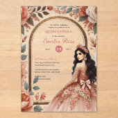 ダスティバラ金ゴールドキンセアニラドレスフローラクリン アクリル招待状 (正面)