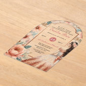 ダスティバラ金ゴールドキンセアニラドレスフローラクリン アクリル招待状 (レイダウン)