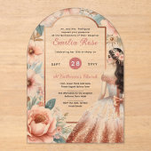 ダスティバラ金ゴールドキンセアニラドレスフローラクリン アクリル招待状 (正面)