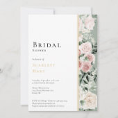 ダスティバラ金ゴールドセージグリーンモダンブライダルシャワー 招待状 (正面)