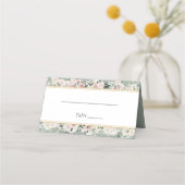 ダスティバラ金ゴールドセージ緑ヴィンテージウェディング プレイスカード (正面)