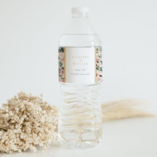 ダスティバラ金ゴールドセージ緑ヴィンテージウェディング ペットボトルラベル