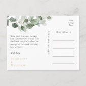 ダスティバラ金ゴールドセージVintageウェディングサンキュー ポストカード (裏面)