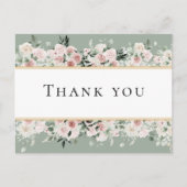 ダスティバラ金ゴールドセージVintageウェディングサンキュー ポストカード (正面)