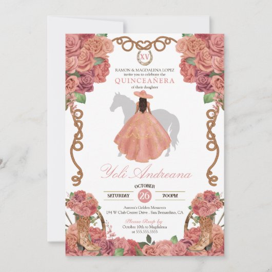 ダスティバラ金ゴールド赤面ウエスタンチャロキンセニェラ 招待状 (正面)