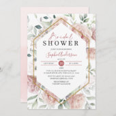 ダスティバラ金ゴールド&ユーカリプタスボホブライダルシャワー 招待状 (正面/裏面)