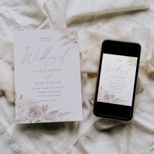 ダスティバラ&アイボリーエレガントウェディング 招待状