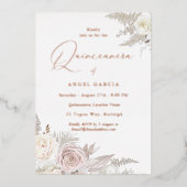 ダスティバラ&アイボリーフローラキンセアニェラバラ金ゴールド 箔招待状 (正面)