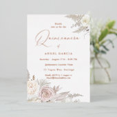 ダスティバラ&アイボリーフローラキンセアニェラバラ金ゴールド 箔招待状 (立ち正面)