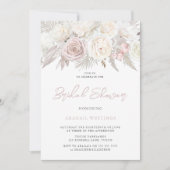 ダスティバラ&アイボリーホワイトフローラブライダルシャワー 招待状 (正面)