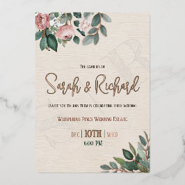 ダスティバラ&グリーンボタニカルフローラ裏庭 箔招待状