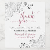 ダスティバラ&シルバーレースホワイト結婚ズサンキュー ワインラベル (シングルラベル)