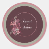 ダスティバラ&バーグンディ結婚のステッカー ラウンドシール (正面)