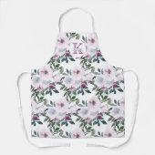 ダスティバラ&パープル水彩フローラモノグラム エプロン (正面)