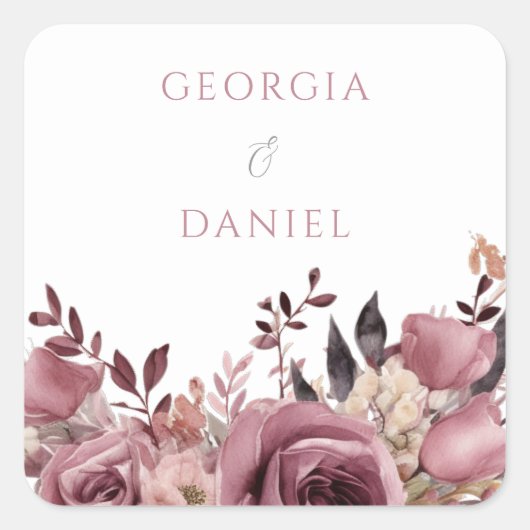 ダスティバラ&ブルガンディボホフローラズ スクエアシール (正面)