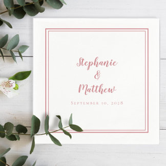 ダスティバラ&ホワイトシンプルウェディングモダンパーティー スタンダードカクテルナプキン