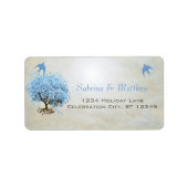 ダスティパウダーブルーハートリーフツリー差出人住所 ラベル (正面)