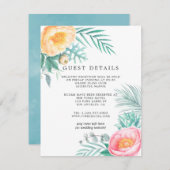 ダスティパステルトロピカル結婚フローラズゲスト詳細 エンクロージャーカード (正面/裏面)