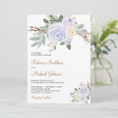 ダスティパステルパープルフローラオールインワン結婚ズ 招待状 (スタンド正面)