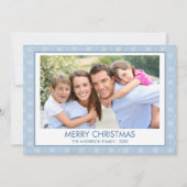 ダスティパステルブルークリスマススノーフレークファミリーフォト シーズンカード (正面)