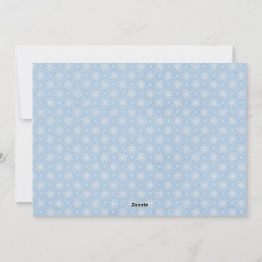 ダスティパステルブルークリスマススノーフレークファミリーフォト シーズンカード (裏面)