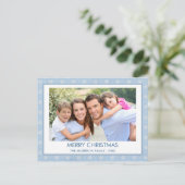 ダスティパステルブルークリスマススノーフレークファミリーフォト シーズンポストカード (スタンド正面)